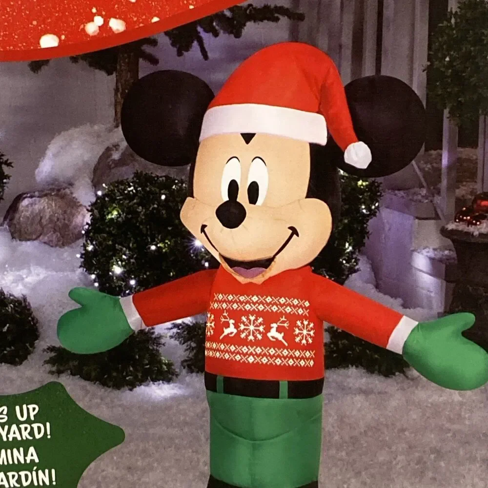 NEW Disney Christmas Mickey Mouse Santa Claus 3.5’ Airblown Inflatable Light Box